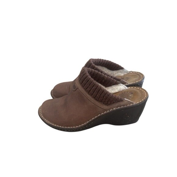 UGG Gael Wedge Mule Leather Wool Lined Size 7 - Picture 1 of 6